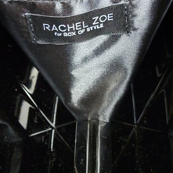 Rachel Zoe Box of Style Black Acrylic Clutch Crossbody | Silver Chain Strap - Picture 8 of 9